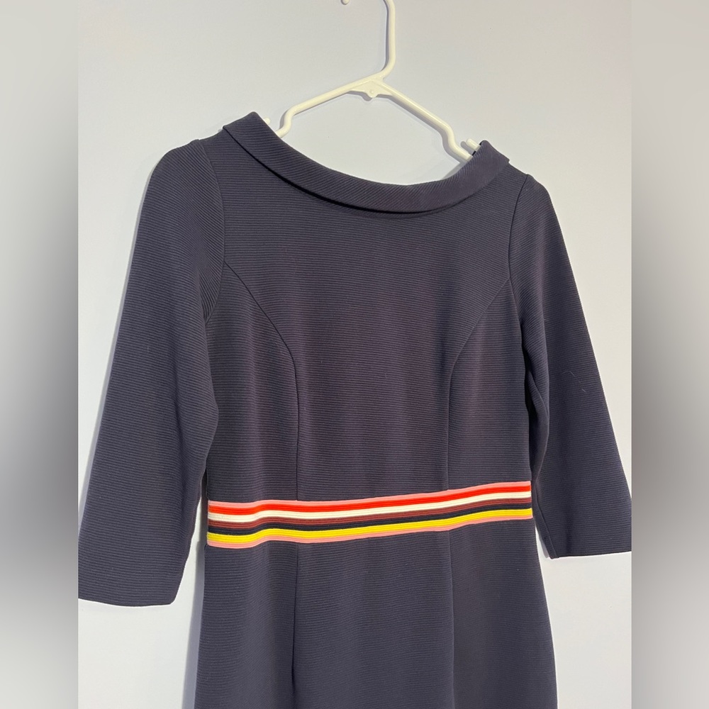 Boden Navy Dress with Rainbow Waist